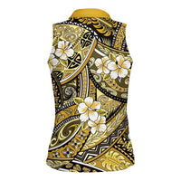 Polynesian Hibiscus Tropical Yellow Floral Women Sleeveless Polo Shirt Tribal Pattern LT01 - Polynesian Pride