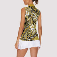 Polynesian Hibiscus Tropical Yellow Floral Women Sleeveless Polo Shirt Tribal Pattern LT01 - Polynesian Pride