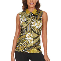 Polynesian Hibiscus Tropical Yellow Floral Women Sleeveless Polo Shirt Tribal Pattern LT01 - Polynesian Pride