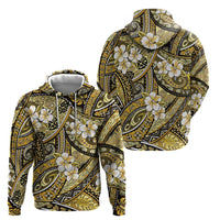 Polynesian Hibiscus Tropical Yellow Floral Zip Hoodie Tribal Pattern - Polynesian Pride