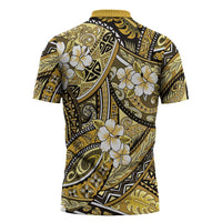 Polynesian Hibiscus Tropical Yellow Floral Zipper Polo Shirt Tribal Pattern LT01 - Polynesian Pride