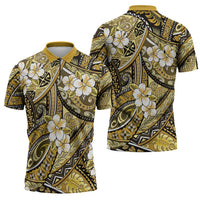 Polynesian Hibiscus Tropical Yellow Floral Zipper Polo Shirt Tribal Pattern LT01 - Polynesian Pride