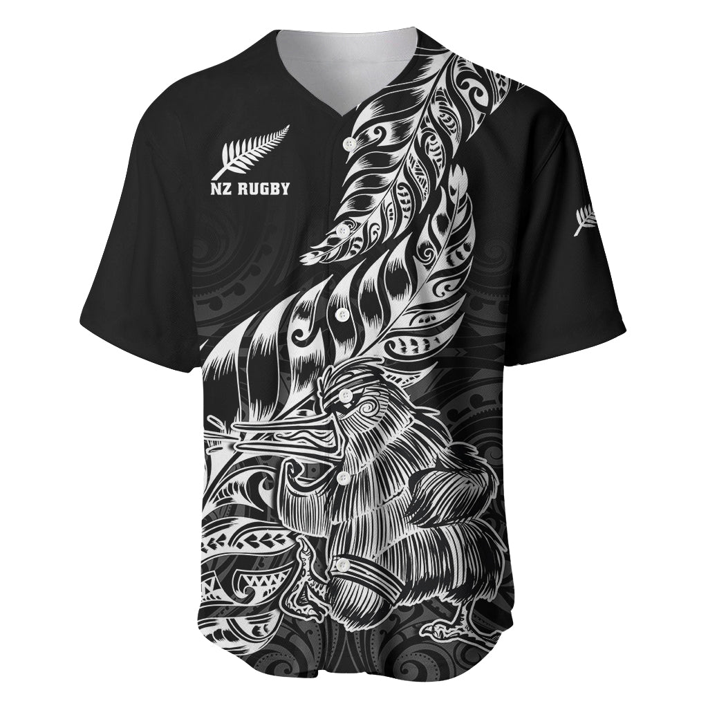 New Zealand Silver Fern Rugby Baseball Jersey Aotearoa Kiwi Maori Black Version LT01 Black - Polynesian Pride