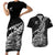 New Zealand Silver Fern Rugby Couples Matching Short Sleeve Bodycon Dress and Hawaiian Shirt Aotearoa Kiwi Maori Black Version LT01 Black - Polynesian Pride