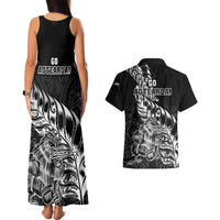 New Zealand Silver Fern Rugby Couples Matching Tank Maxi Dress and Hawaiian Shirt Aotearoa Kiwi Maori Black Version LT01 - Polynesian Pride