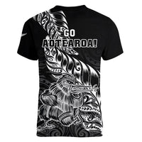 New Zealand Silver Fern Rugby Women V Neck T Shirt Aotearoa Kiwi Maori Black Version LT01 - Polynesian Pride