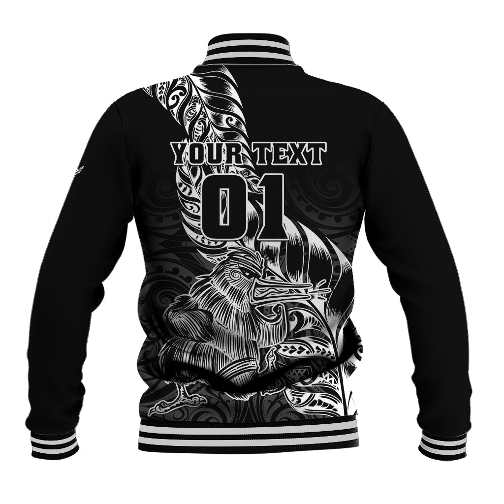 Custom New Zealand Silver Fern Rugby Baseball Jacket Aotearoa Kiwi Maori Black Version LT01 - Polynesian Pride