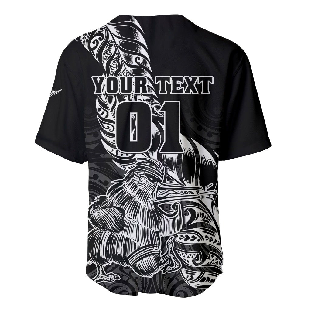 Custom New Zealand Silver Fern Rugby Baseball Jersey Aotearoa Kiwi Maori Black Version LT01 - Polynesian Pride