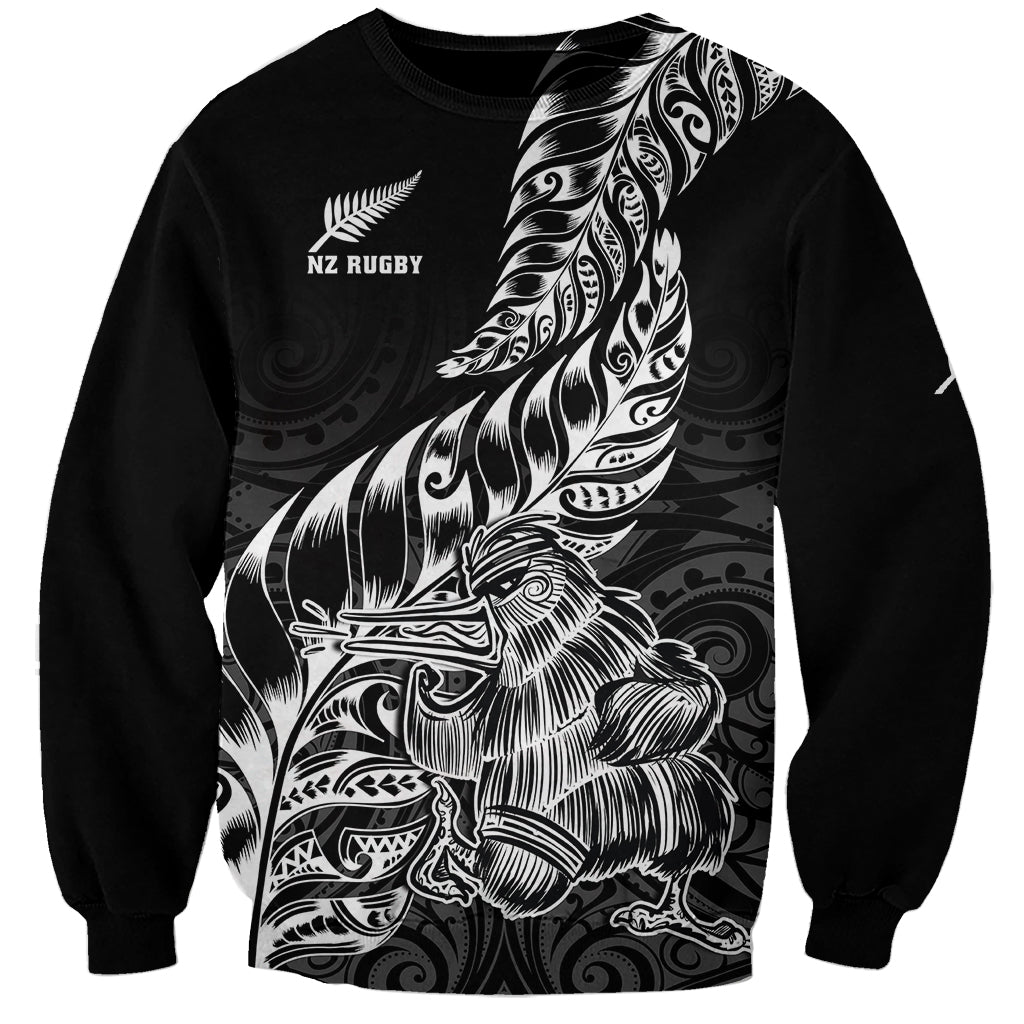 Custom New Zealand Silver Fern Rugby Sweatshirt Aotearoa Kiwi Maori Black Version LT01 Unisex Black - Polynesian Pride