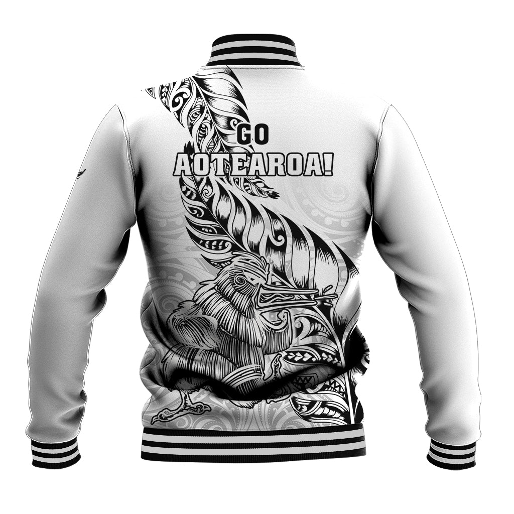 New Zealand Silver Fern Rugby Baseball Jacket Aotearoa Kiwi Maori White Version LT01 - Polynesian Pride