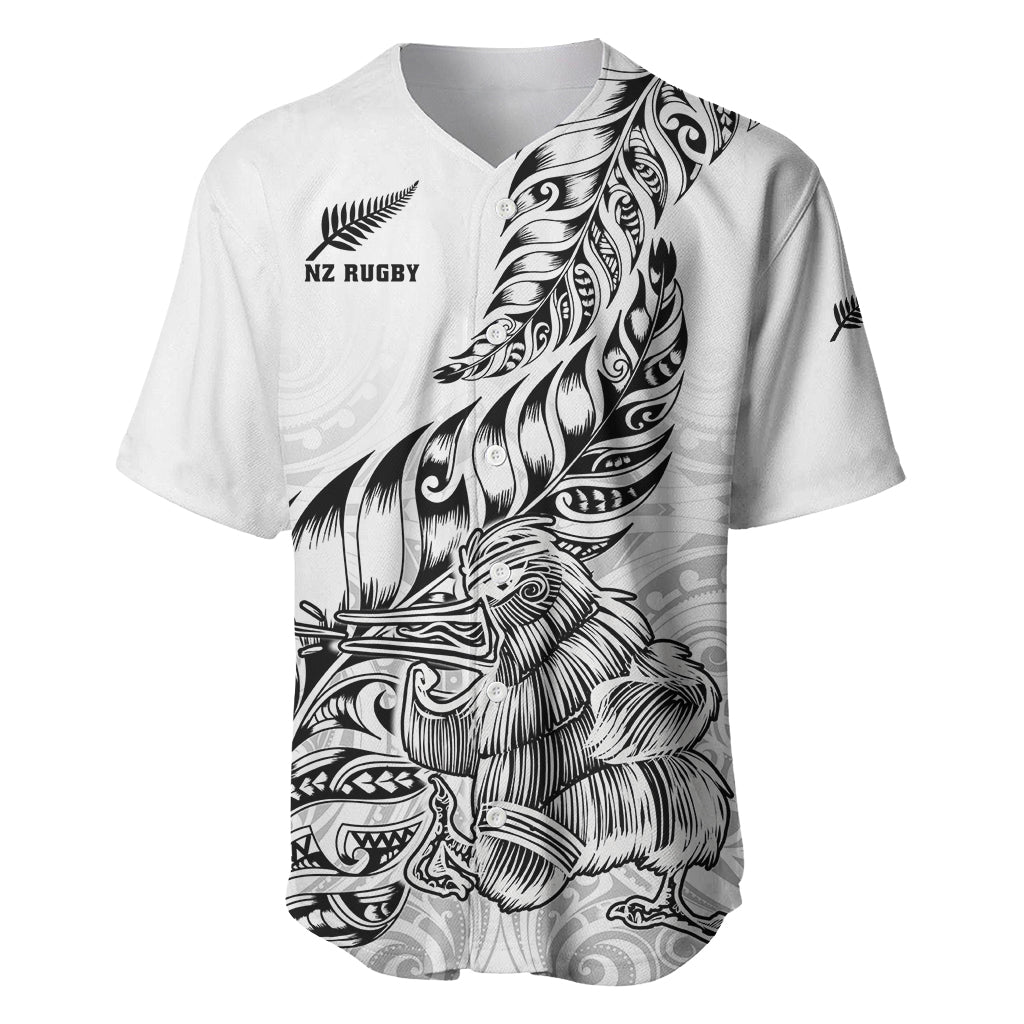 New Zealand Silver Fern Rugby Baseball Jersey Aotearoa Kiwi Maori White Version LT01 White - Polynesian Pride