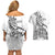 New Zealand Silver Fern Rugby Couples Matching Off Shoulder Short Dress and Hawaiian Shirt Aotearoa Kiwi Maori White Version LT01 - Polynesian Pride