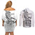 New Zealand Silver Fern Rugby Couples Matching Off Shoulder Short Dress and Long Sleeve Button Shirts Aotearoa Kiwi Maori White Version LT01 - Polynesian Pride