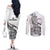 New Zealand Silver Fern Rugby Couples Matching Off The Shoulder Long Sleeve Dress and Long Sleeve Button Shirts Aotearoa Kiwi Maori White Version LT01 - Polynesian Pride