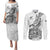New Zealand Silver Fern Rugby Couples Matching Puletasi Dress and Long Sleeve Button Shirts Aotearoa Kiwi Maori White Version LT01 White - Polynesian Pride