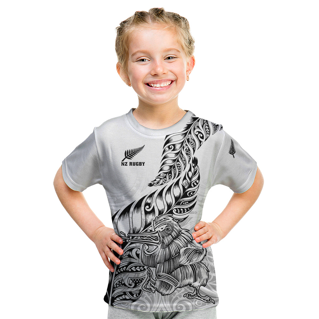 New Zealand Silver Fern Rugby Kid T Shirt Aotearoa Kiwi Maori White Version LT01 White - Polynesian Pride