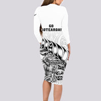 New Zealand Silver Fern Rugby Long Sleeve Bodycon Dress Aotearoa Kiwi Maori White Version LT01 - Polynesian Pride