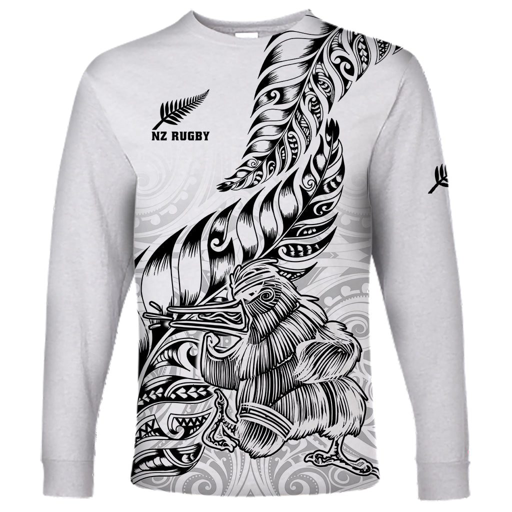 New Zealand Silver Fern Rugby Long Sleeve Shirt Aotearoa Kiwi Maori White Version LT01 Unisex White - Polynesian Pride