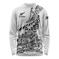 New Zealand Silver Fern Rugby Long Sleeve Shirt Aotearoa Kiwi Maori White Version LT01