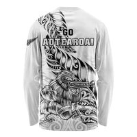 New Zealand Silver Fern Rugby Long Sleeve Shirt Aotearoa Kiwi Maori White Version LT01
