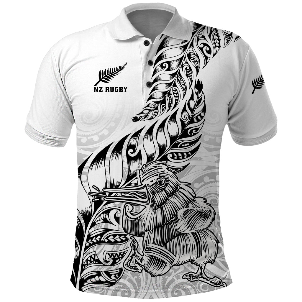 New Zealand Silver Fern Rugby Polo Shirt Aotearoa Kiwi Maori White Version LT01 White - Polynesian Pride