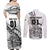 Custom New Zealand Silver Fern Rugby Couples Matching Off Shoulder Maxi Dress and Long Sleeve Button Shirts Aotearoa Kiwi Maori White Version LT01 - Polynesian Pride