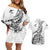 Custom New Zealand Silver Fern Rugby Couples Matching Off Shoulder Short Dress and Hawaiian Shirt Aotearoa Kiwi Maori White Version LT01 White - Polynesian Pride