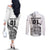 Custom New Zealand Silver Fern Rugby Couples Matching Off The Shoulder Long Sleeve Dress and Long Sleeve Button Shirts Aotearoa Kiwi Maori White Version LT01 - Polynesian Pride