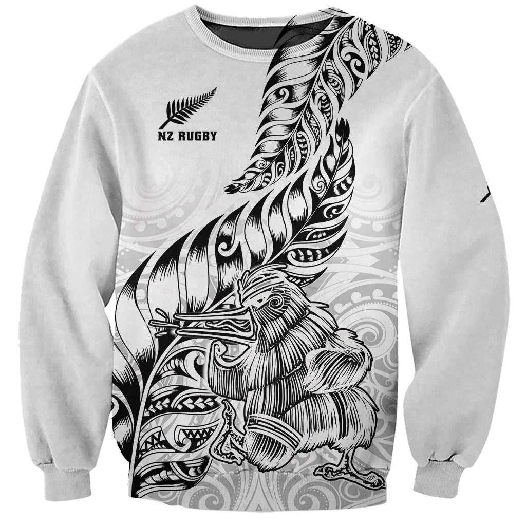 Custom New Zealand Silver Fern Rugby Sweatshirt Aotearoa Kiwi Maori White Version LT01 Unisex White - Polynesian Pride