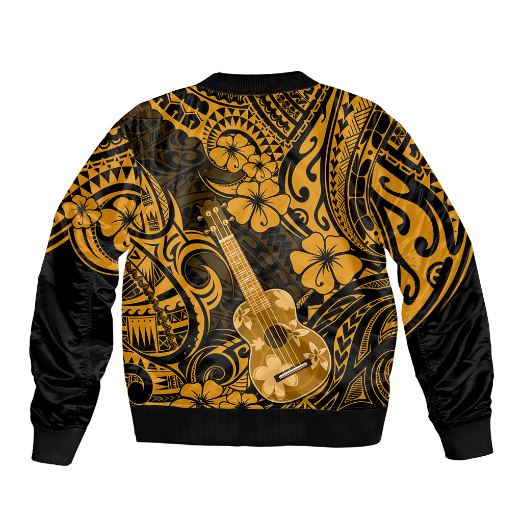 Hawaii Ukulele Bomber Jacket Polynesian Pattern Gold Version LT01 - Polynesian Pride