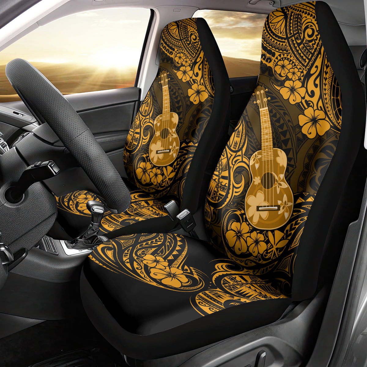 Hawaii Ukulele Car Seat Cover Polynesian Pattern Gold Version LT01 - Polynesian Pride