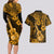 Hawaii Ukulele Couples Matching Long Sleeve Bodycon Dress and Hawaiian Shirt Polynesian Pattern Gold Version LT01 - Polynesian Pride