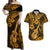 Hawaii Ukulele Couples Matching Off Shoulder Maxi Dress and Hawaiian Shirt Polynesian Pattern Gold Version LT01 Gold - Polynesian Pride