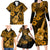 Hawaii Ukulele Family Matching Long Sleeve Bodycon Dress and Hawaiian Shirt Polynesian Pattern Gold Version LT01 - Polynesian Pride