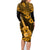 Hawaii Ukulele Family Matching Long Sleeve Bodycon Dress and Hawaiian Shirt Polynesian Pattern Gold Version LT01 - Polynesian Pride