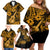 Hawaii Ukulele Family Matching Off Shoulder Short Dress and Hawaiian Shirt Polynesian Pattern Gold Version LT01 - Polynesian Pride