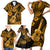 Hawaii Ukulele Family Matching Short Sleeve Bodycon Dress and Hawaiian Shirt Polynesian Pattern Gold Version LT01 - Polynesian Pride