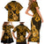 Hawaii Ukulele Family Matching Short Sleeve Bodycon Dress and Hawaiian Shirt Polynesian Pattern Gold Version LT01 - Polynesian Pride