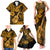 Hawaii Ukulele Family Matching Tank Maxi Dress and Hawaiian Shirt Polynesian Pattern Gold Version LT01 - Polynesian Pride