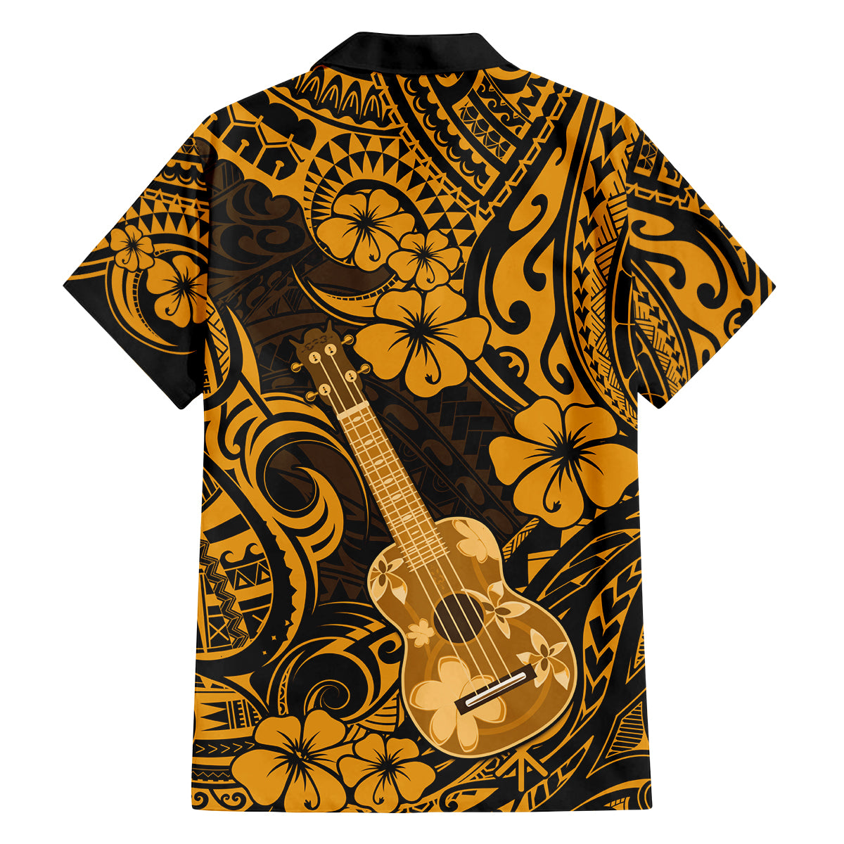 Hawaii Ukulele Family Matching Tank Maxi Dress and Hawaiian Shirt Polynesian Pattern Gold Version LT01 - Polynesian Pride