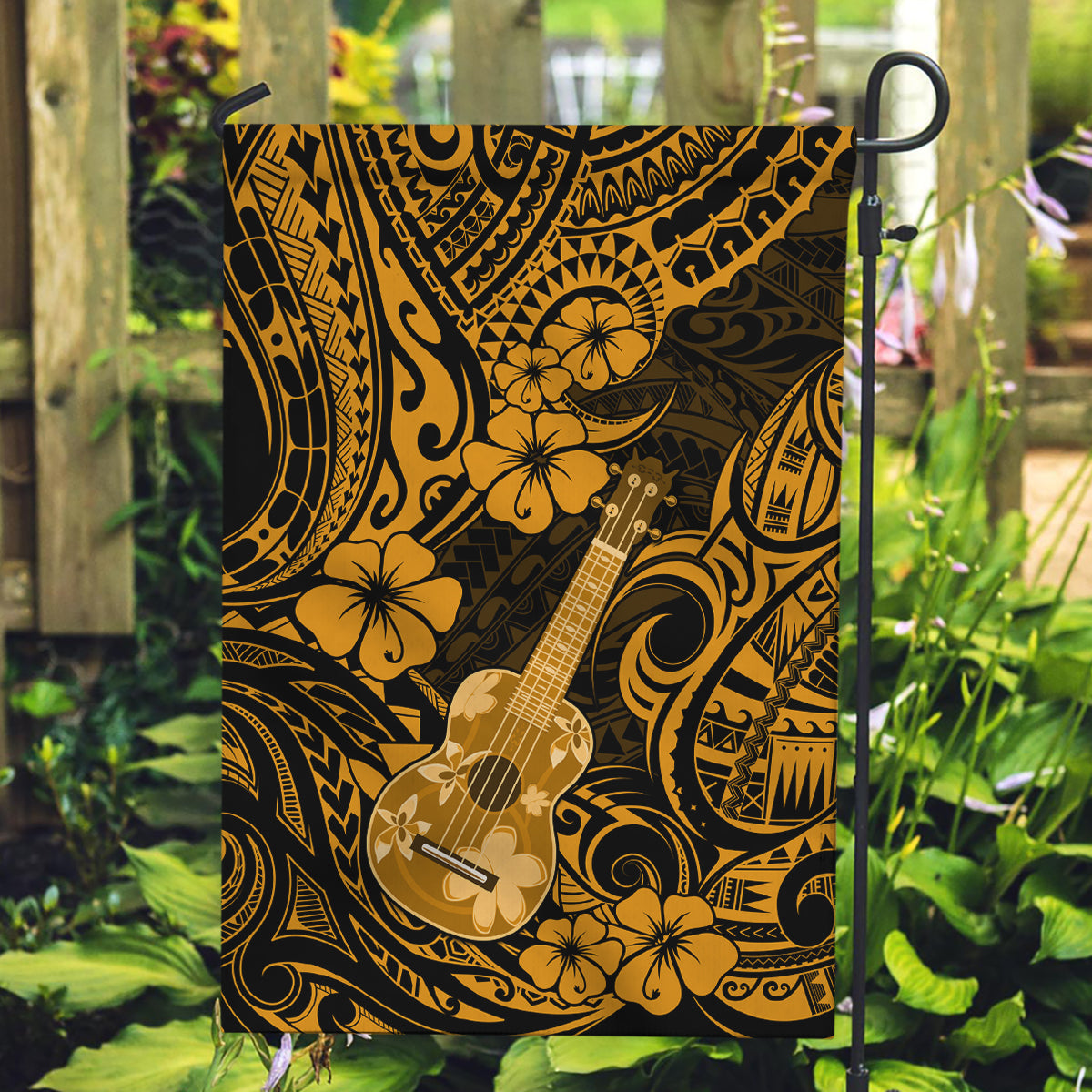 Hawaii Ukulele Garden Flag Polynesian Pattern Gold Version LT01 Garden Flag Gold - Polynesian Pride