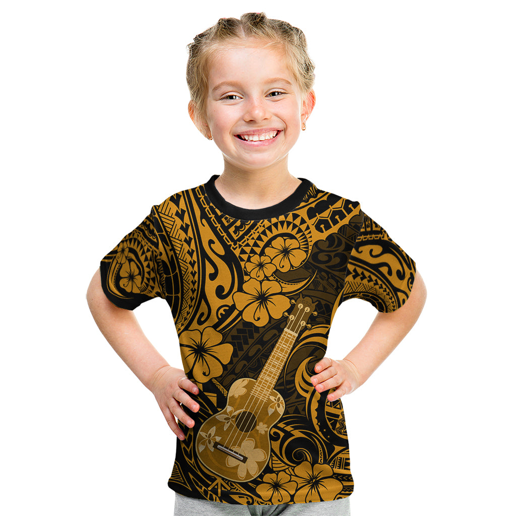 Hawaii Ukulele Kid T Shirt Polynesian Pattern Gold Version LT01 Gold - Polynesian Pride