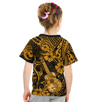 Hawaii Ukulele Kid T Shirt Polynesian Pattern Gold Version LT01 - Polynesian Pride