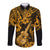 Hawaii Ukulele Long Sleeve Button Shirt Polynesian Pattern Gold Version LT01 Unisex Gold - Polynesian Pride