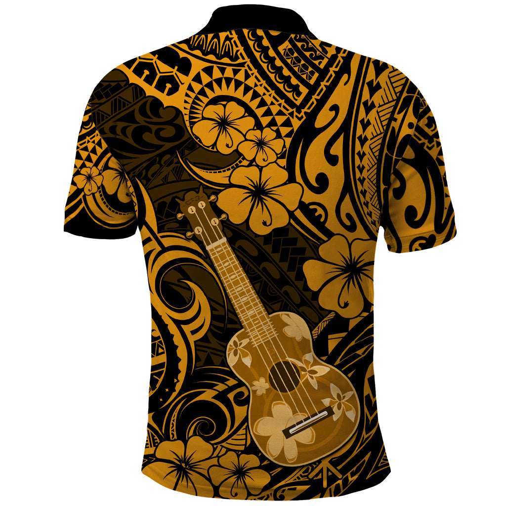 Hawaii Ukulele Polo Shirt Polynesian Pattern Gold Version LT01 - Polynesian Pride