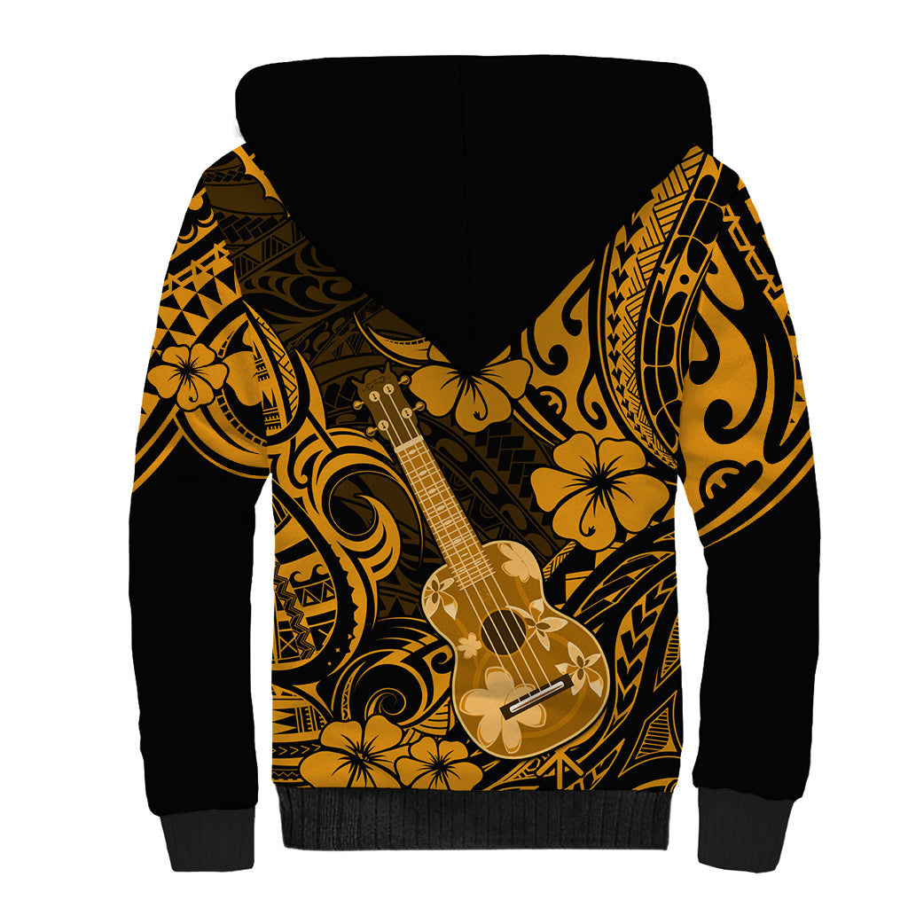 Hawaii Ukulele Sherpa Hoodie Polynesian Pattern Gold Version LT01 - Polynesian Pride