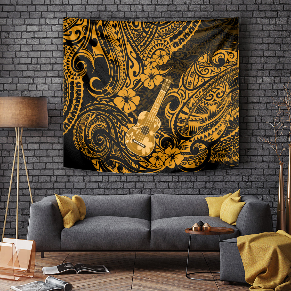 Hawaii Ukulele Tapestry Polynesian Pattern Gold Version LT01 Gold - Polynesian Pride