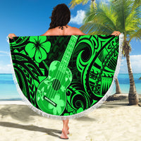 Hawaii Ukulele Beach Blanket Polynesian Pattern Green Version LT01 - Wonder Print Shop