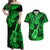 Hawaii Ukulele Couples Matching Off Shoulder Maxi Dress and Hawaiian Shirt Polynesian Pattern Green Version LT01 Green - Polynesian Pride