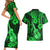 Hawaii Ukulele Couples Matching Short Sleeve Bodycon Dress and Hawaiian Shirt Polynesian Pattern Green Version LT01 - Polynesian Pride